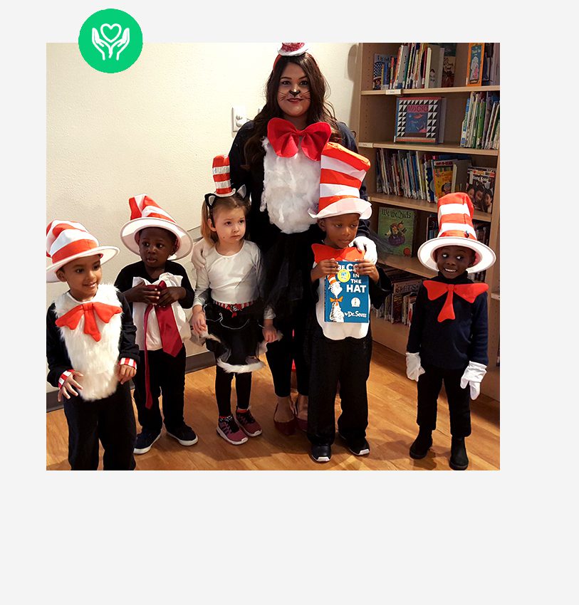 Students and teacher dressed up as Meadow Montessori School in South Richmond, TX