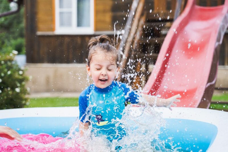 Water sensory play in a pool