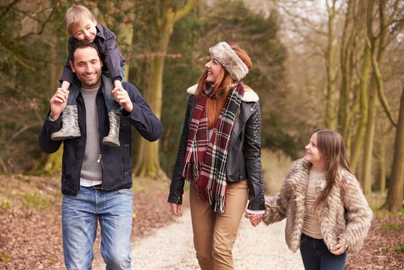 holiday rituals & traditions family on walk