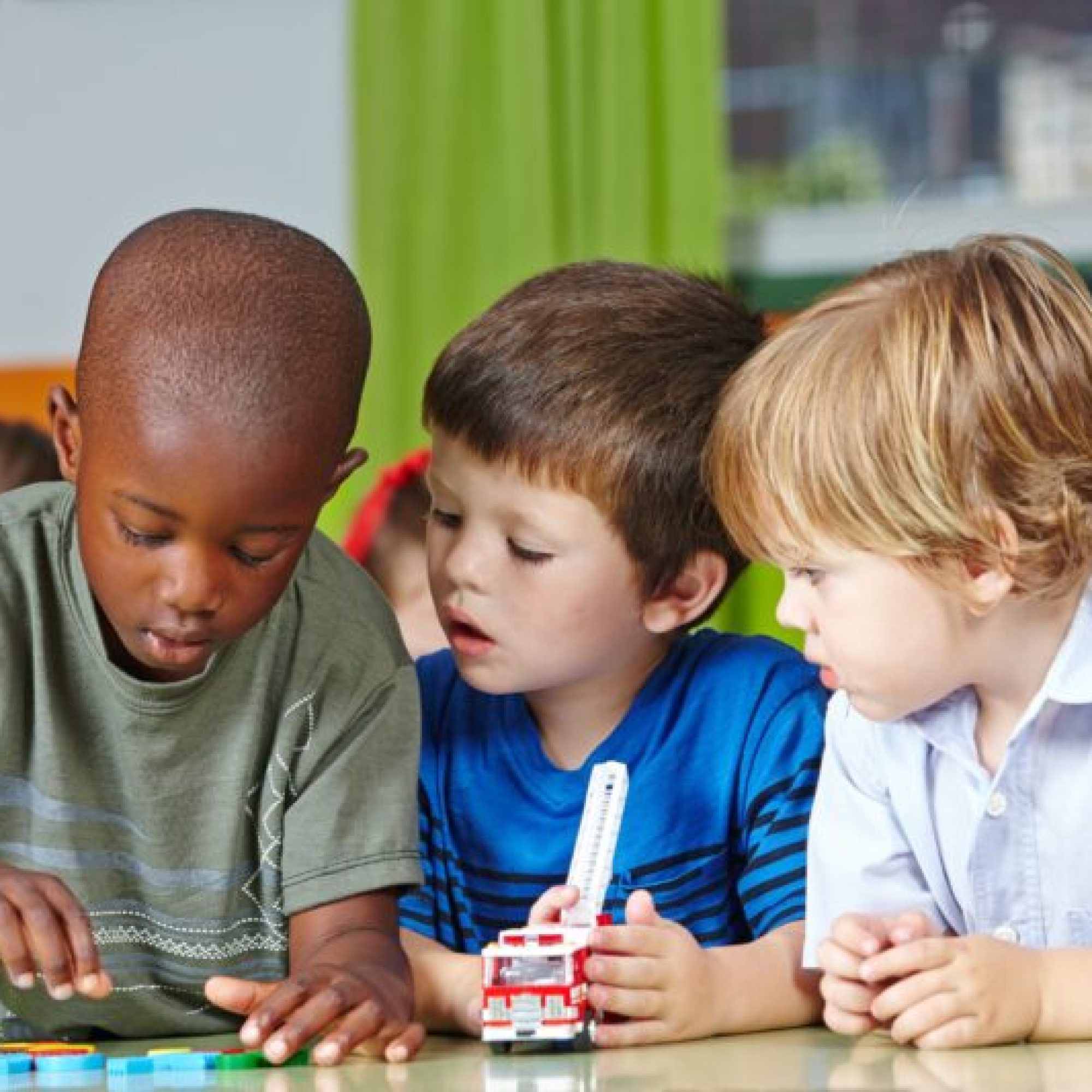 Boys learning at a Montessori school